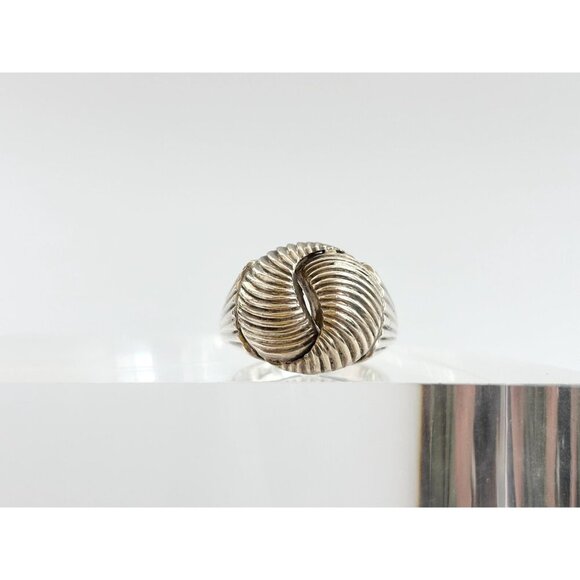 Modernist Fluted | Ridged Spiral Knot 925 Sterling Silver Vintage Ring - sz 8.25 - Picture 2 of 13